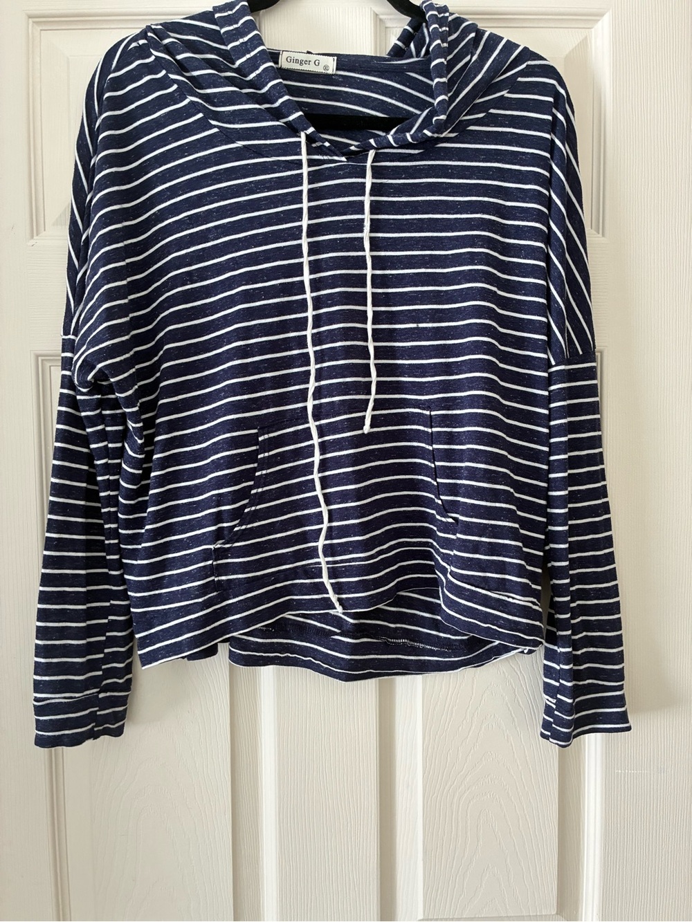 Ginger G Navy and White Light Weight Striped Top